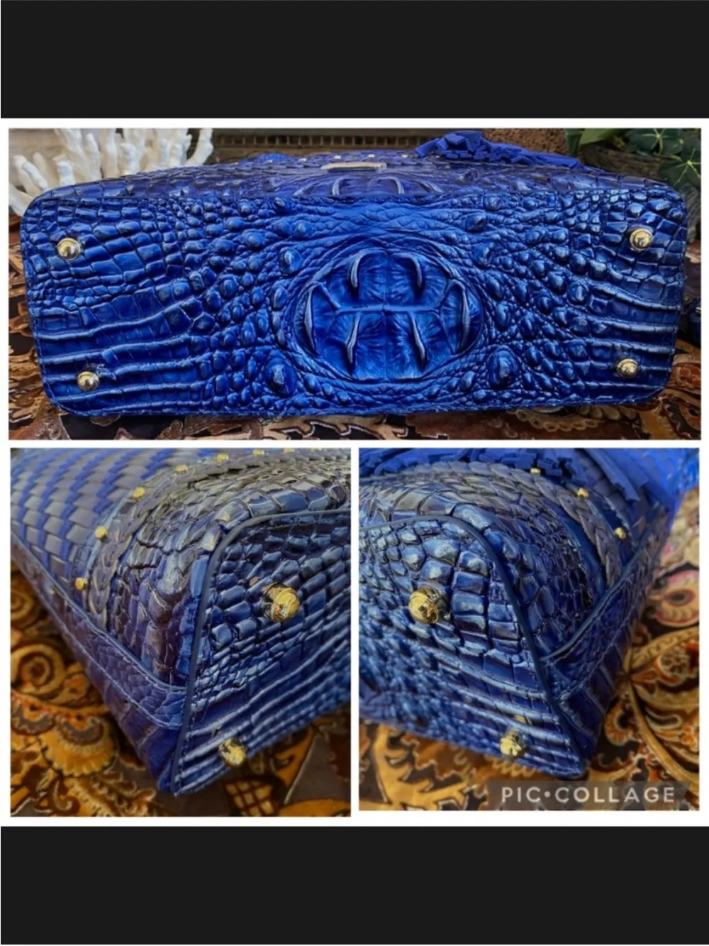 🌀SOUGHT AFTER BRAHMIN VISTA BLUE OMBRE EL DORADO SM ELAINE SATCHEL